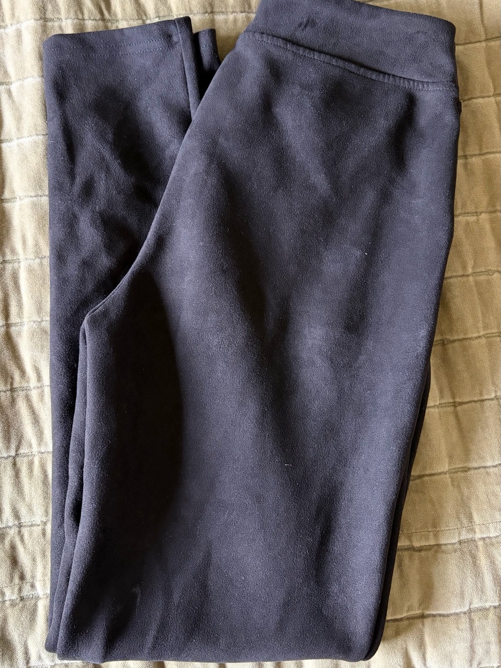 Women's Black Faux Suede High Waisted Elastic Slim Casual Leggings Pants size M